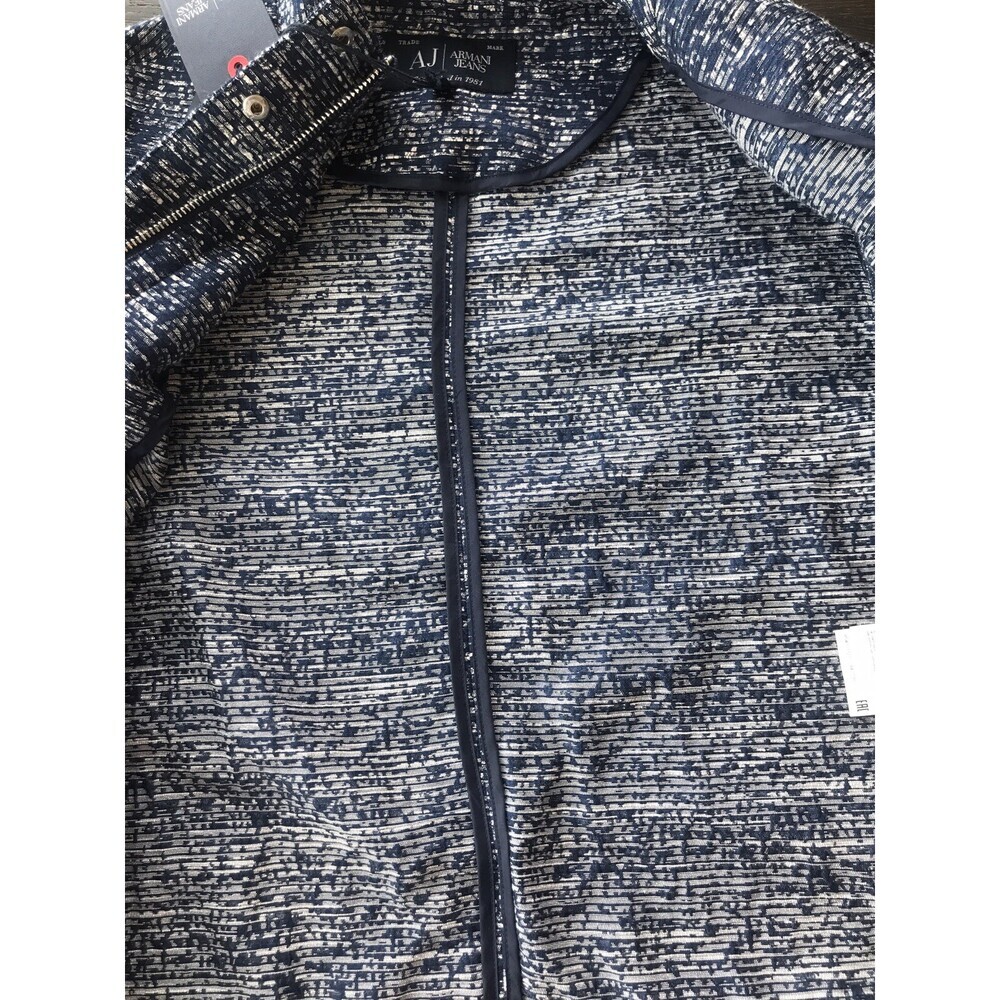 Armani Jeans Women's Jacquard Canvas Light Spring Jacket Dark Blue Size 40 $380 - Picture 7 of 15